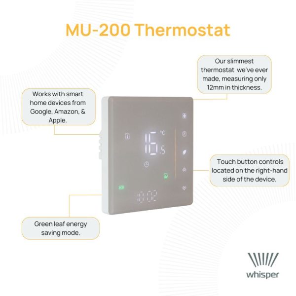Whisper MU-200 Kinetic Green Leaf PD Programmable WiFi Thermostat