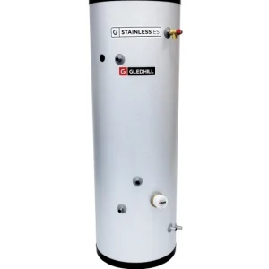 Gledhill ES Indirect Stainless Steel Unvented cylinders available in 90-300 litre sizes.