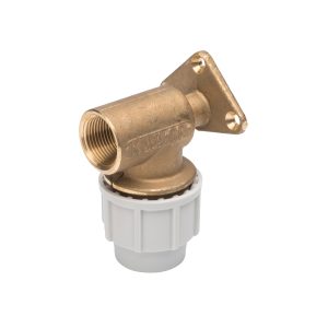 Plasson Wall Plate Elbow 9055 in DZR for MDPE pipe